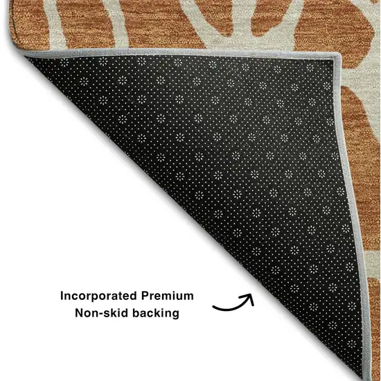 Rust And Ivory Geometric Washable Area Rug With UV Protection Photo 6