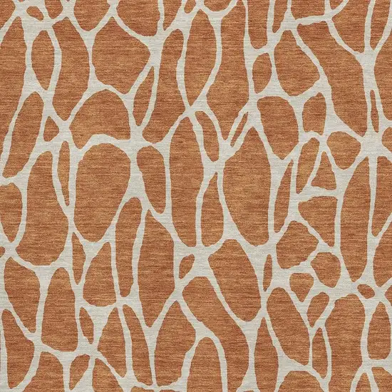 Rust And Ivory Geometric Washable Area Rug With UV Protection Photo 2