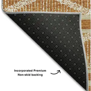 Photo of Rust And Ivory Geometric Washable Area Rug With UV Protection