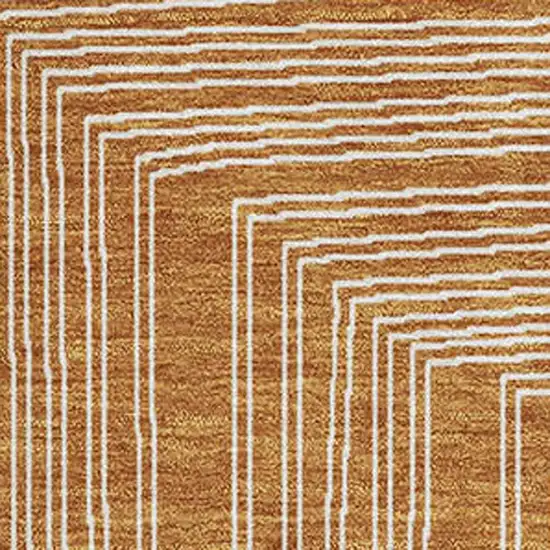 Rust And Ivory Geometric Washable Area Rug With UV Protection Photo 2