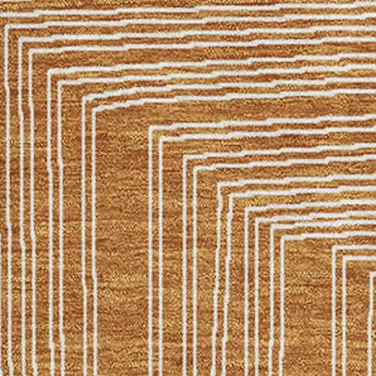 Rust And Ivory Geometric Washable Area Rug With UV Protection Photo 2