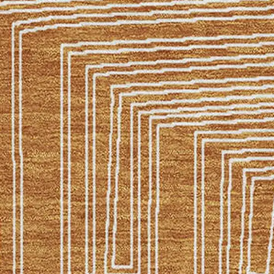 Rust And Ivory Geometric Washable Area Rug With UV Protection Photo 2