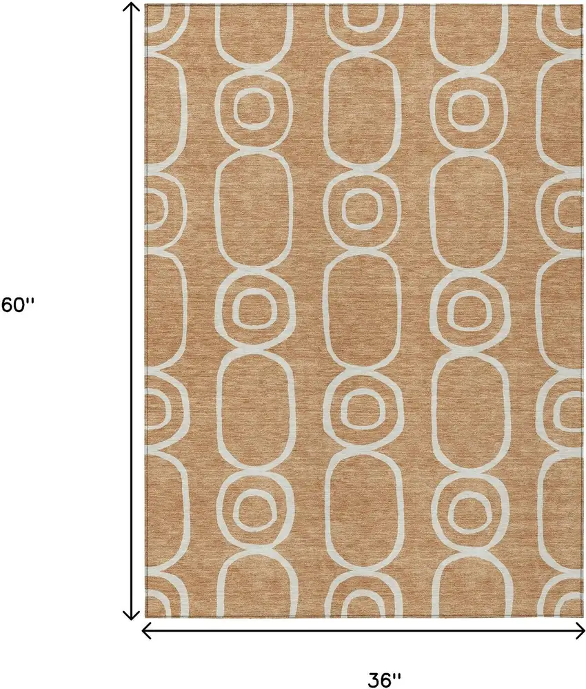 Rust And Ivory Geometric Washable Indoor Outdoor Area Rug Photo 3