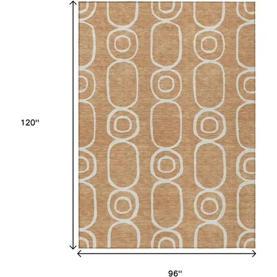 Rust And Ivory Geometric Washable Indoor Outdoor Area Rug Photo 3
