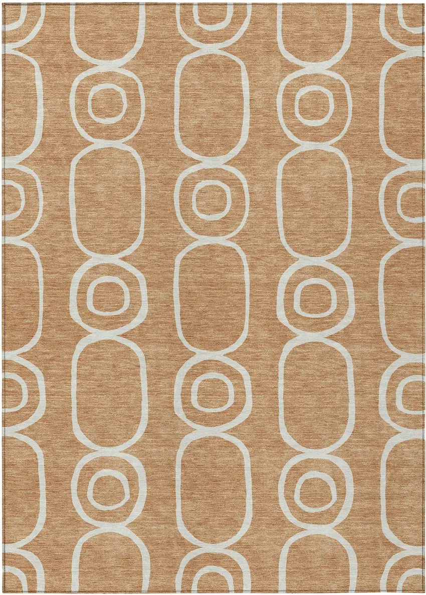 Rust And Ivory Geometric Washable Indoor Outdoor Area Rug Photo 2