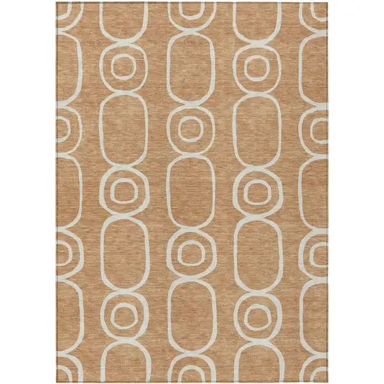 Rust And Ivory Geometric Washable Indoor Outdoor Area Rug Photo 2