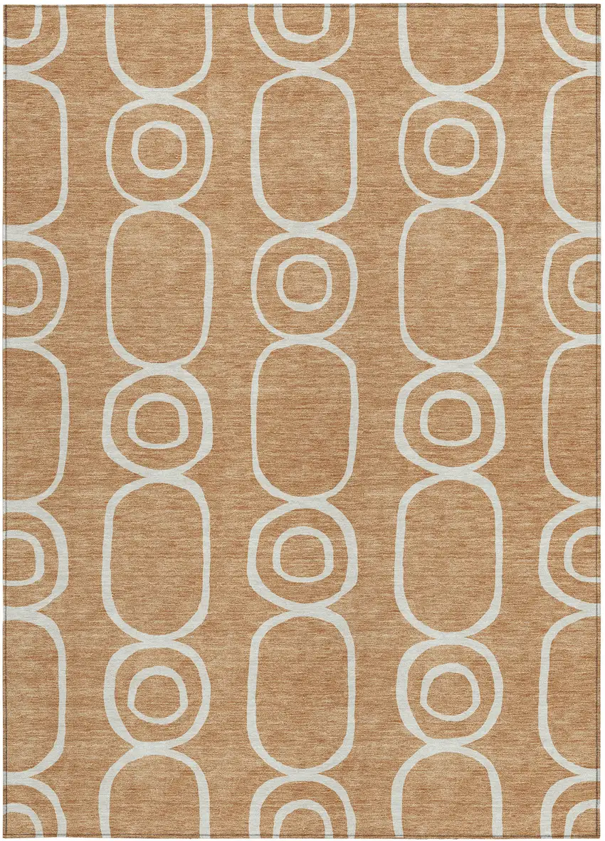 Rust And Ivory Geometric Washable Indoor Outdoor Area Rug Photo 4