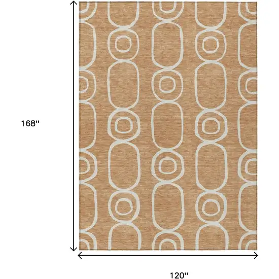 Rust And Ivory Geometric Washable Indoor Outdoor Area Rug Photo 3