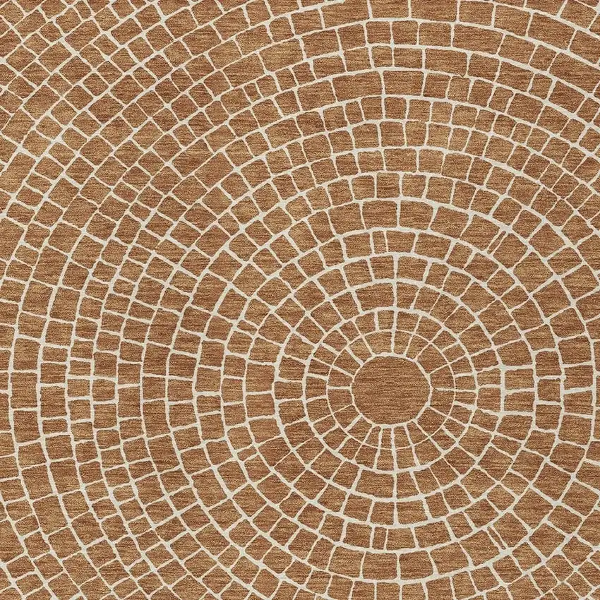 Rust And Ivory Geometric Washable Indoor Outdoor Area Rug Photo 2