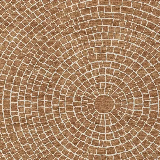 Rust And Ivory Geometric Washable Indoor Outdoor Area Rug Photo 2