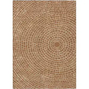Photo of Rust And Ivory Geometric Washable Indoor Outdoor Area Rug