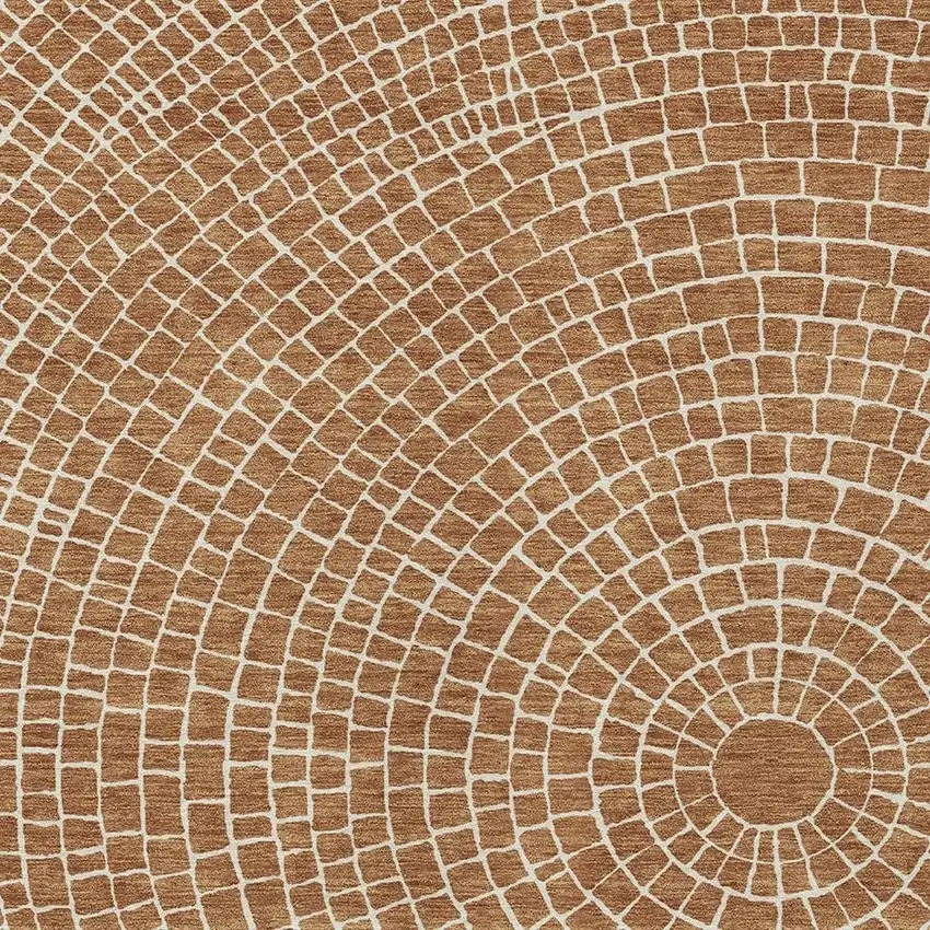 Rust And Ivory Geometric Washable Indoor Outdoor Area Rug Photo 2