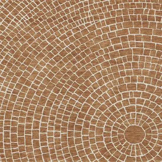 Rust And Ivory Geometric Washable Indoor Outdoor Area Rug Photo 2