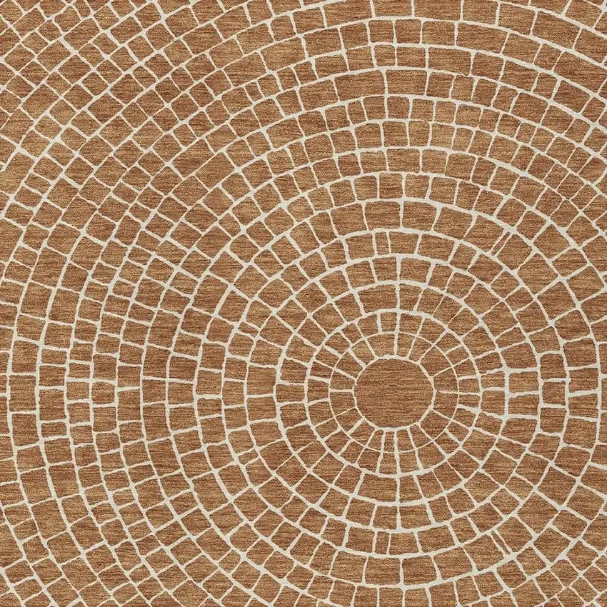 Rust And Ivory Geometric Washable Indoor Outdoor Area Rug Photo 2