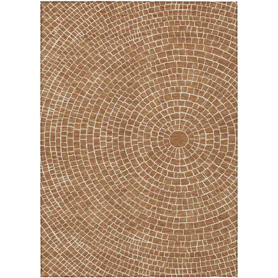 Rust And Ivory Geometric Washable Indoor Outdoor Area Rug Photo 1