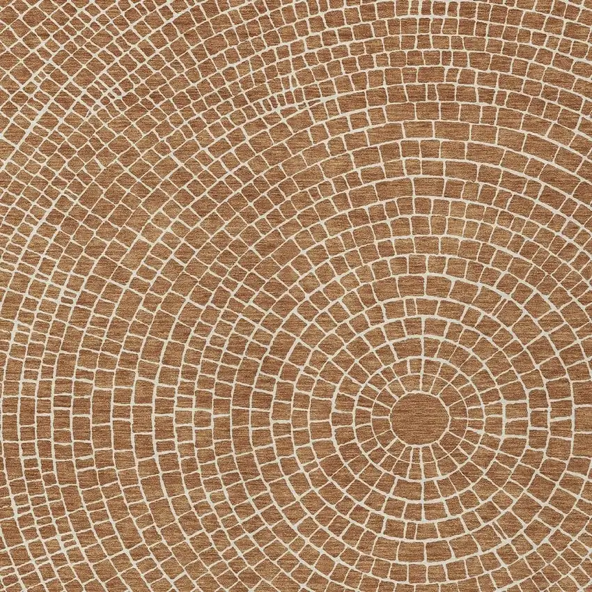 Rust And Ivory Geometric Washable Indoor Outdoor Area Rug Photo 3