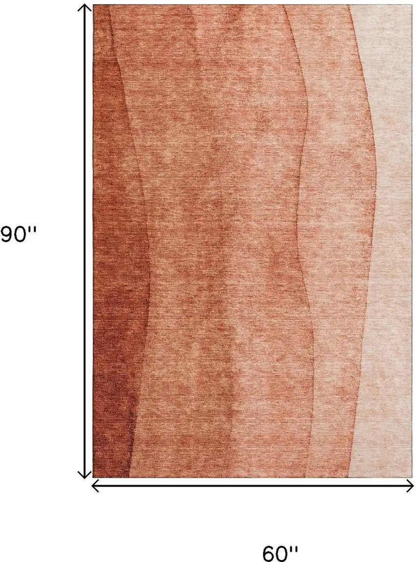 Rust And Ivory Ombre Washable Area Rug With UV Protection Photo 3