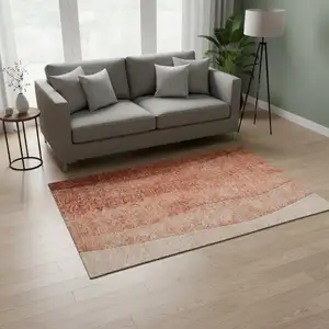 Photo of Rust And Ivory Ombre Washable Area Rug With UV Protection
