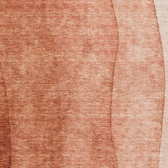 Rust And Ivory Ombre Washable Area Rug With UV Protection Photo 4