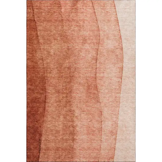 Rust And Ivory Ombre Washable Area Rug With UV Protection Photo 2