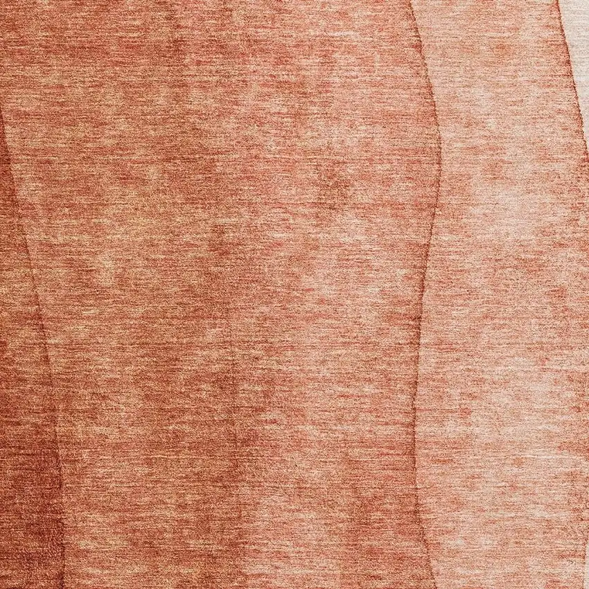 Rust And Ivory Ombre Washable Area Rug With UV Protection Photo 4