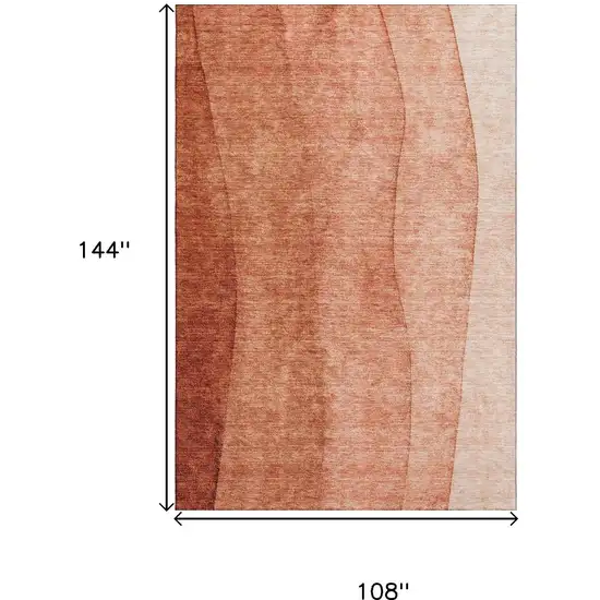 Rust And Ivory Ombre Washable Area Rug With UV Protection Photo 3