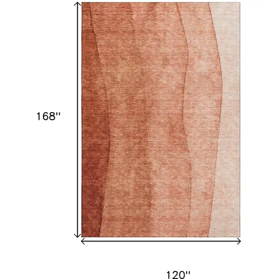 Rust And Ivory Ombre Washable Area Rug With UV Protection Photo 3