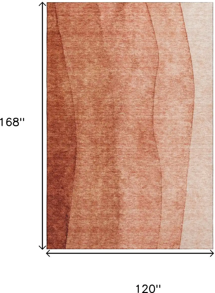 Rust And Ivory Ombre Washable Area Rug With UV Protection Photo 3
