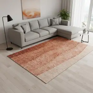 Photo of Rust And Ivory Ombre Washable Area Rug With UV Protection