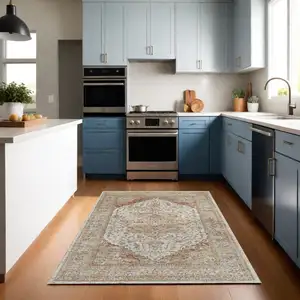 Photo of Rust And Ivory Oriental Distressed Area Rug