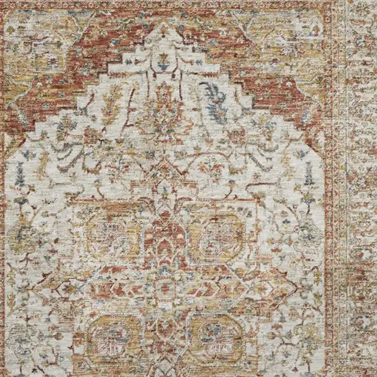 Rust And Ivory Oriental Distressed Area Rug Photo 6