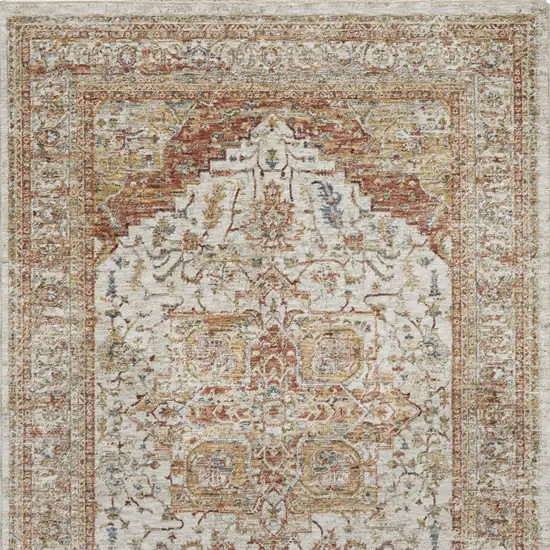Rust And Ivory Oriental Distressed Area Rug Photo 6