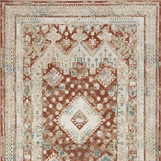 Rust And Ivory Oriental Non Skid Area Rug Photo 6