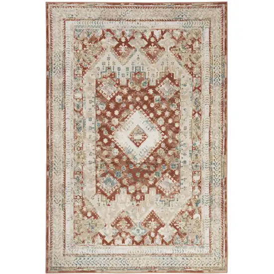 Rust And Ivory Oriental Non Skid Area Rug Photo 7