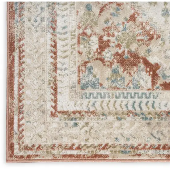 Rust And Ivory Oriental Non Skid Area Rug Photo 9