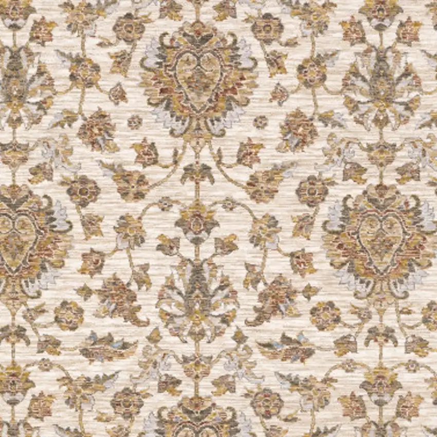 Rust And Ivory Oriental Power Loom Stain Resistant Area Rug With Fringe Photo 11
