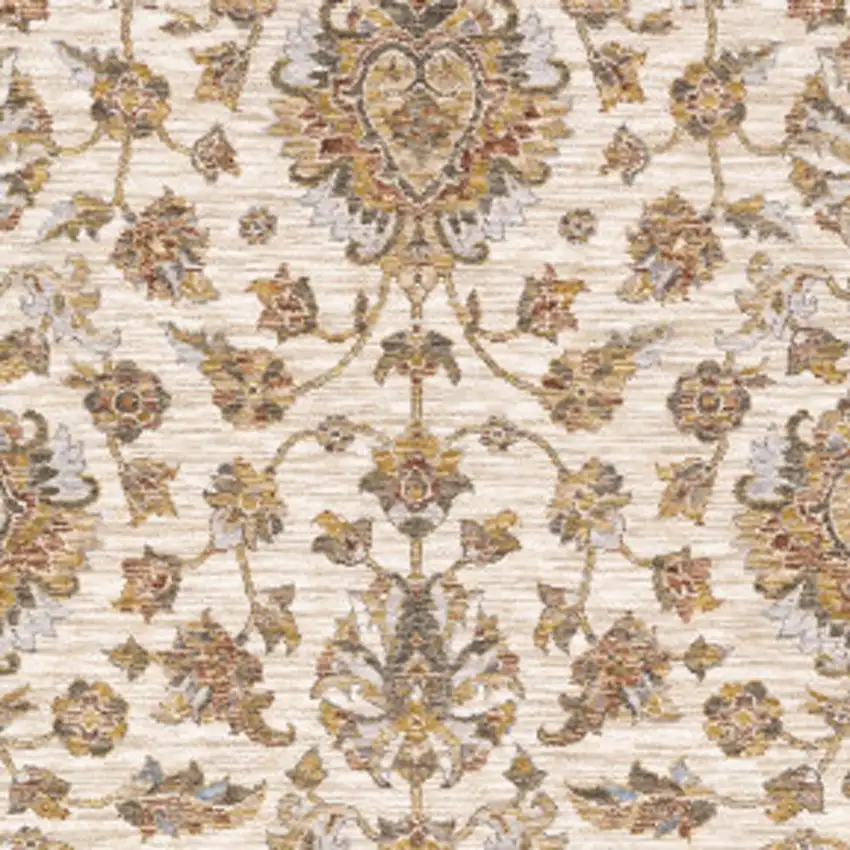 Rust And Ivory Oriental Power Loom Stain Resistant Area Rug With Fringe Photo 10