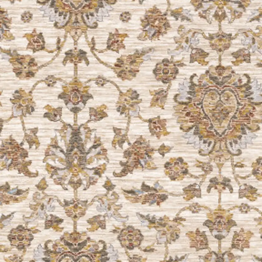 Rust And Ivory Oriental Power Loom Stain Resistant Area Rug With Fringe Photo 5