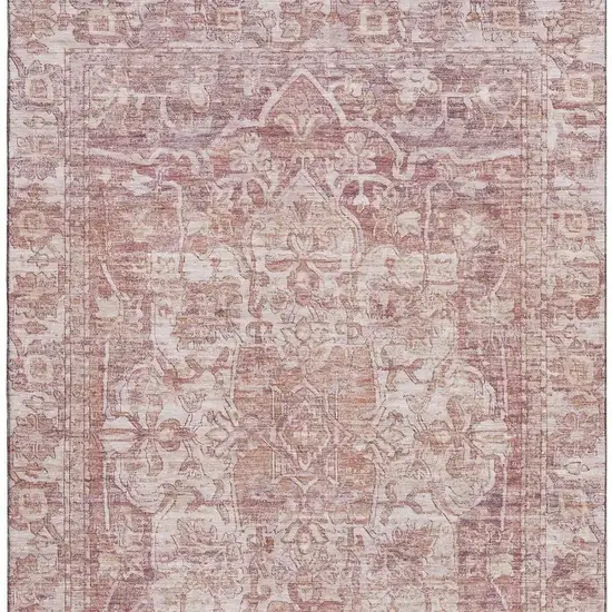 Rust And Ivory Oriental Washable Area Rug With UV Protection Photo 3