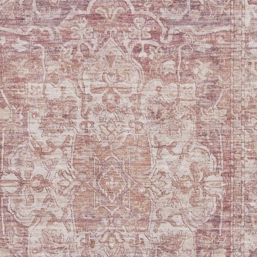 Rust And Ivory Oriental Washable Area Rug With UV Protection Photo 2