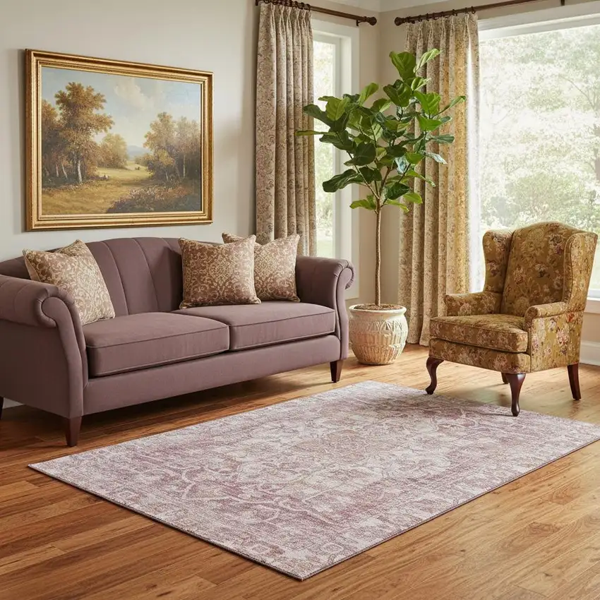 Rust And Ivory Oriental Washable Area Rug With UV Protection Photo 2