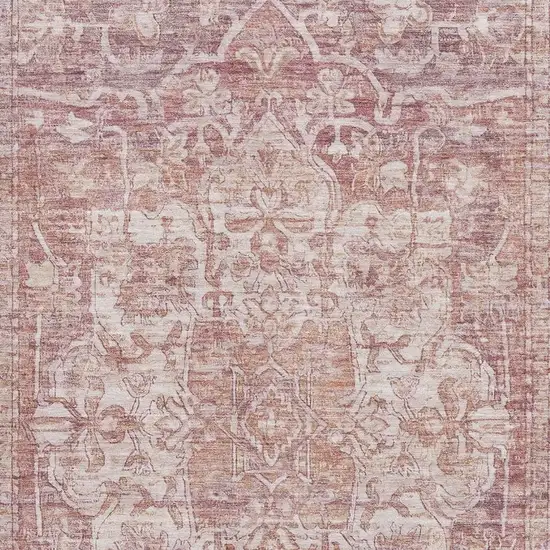 Rust And Ivory Oriental Washable Area Rug With UV Protection Photo 2