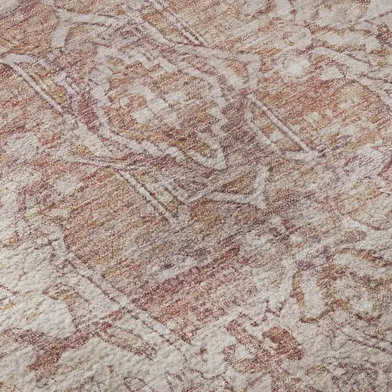 Rust And Ivory Oriental Washable Area Rug With UV Protection Photo 9