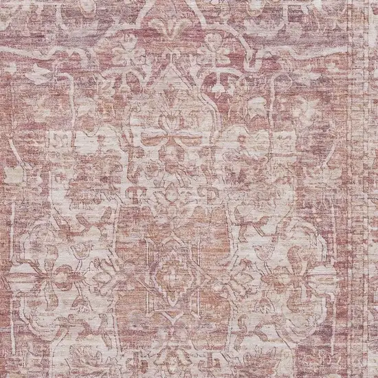 Rust And Ivory Oriental Washable Area Rug With UV Protection Photo 2