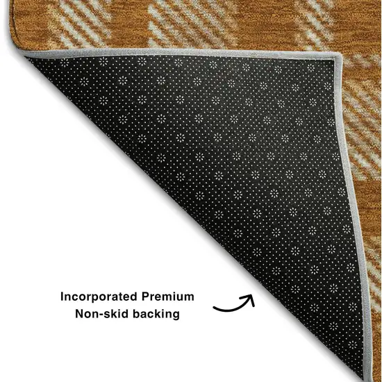 Rust And Ivory Plaid Washable Area Rug With UV Protection Photo 6