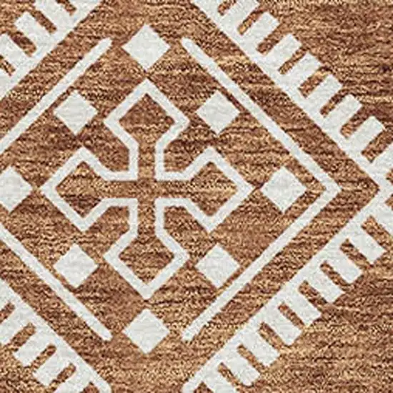 Rust And Ivory Southwestern Washable Area Rug With UV Protection Photo 3