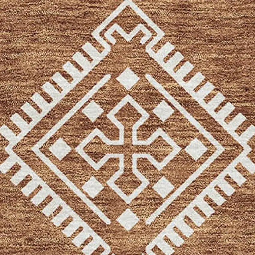 Rust And Ivory Southwestern Washable Area Rug With UV Protection Photo 3