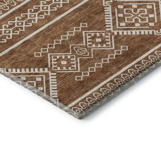 Rust And Ivory Southwestern Washable Area Rug With UV Protection Photo 8