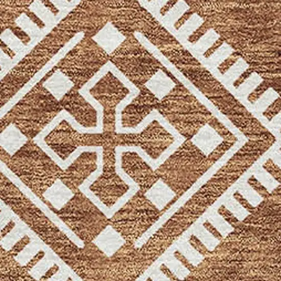Rust And Ivory Southwestern Washable Area Rug With UV Protection Photo 3