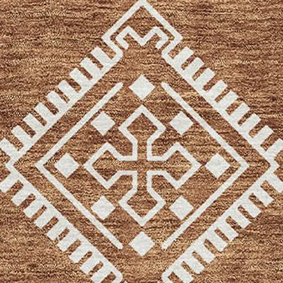 Rust And Ivory Southwestern Washable Area Rug With UV Protection Photo 4
